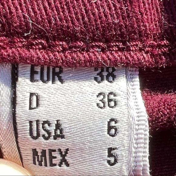 MANGO Jeans Women's Size 6 Wine Burgundy Skinny Slacks Pants Purple Slim Stretch - Picture 10 of 11